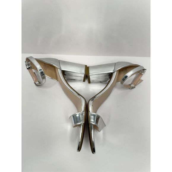 Bandolino Sandals Womens Size 9 Silver Open Toe Ankle Strap Block Dress Heels - Picture 7 of 10